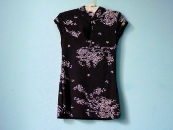 Tunique Femme col mao cache cache 38 M noir fleur dragon TBE