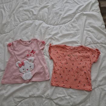 Lot 2 Tee-shirts fille, Taille 12/18 mois