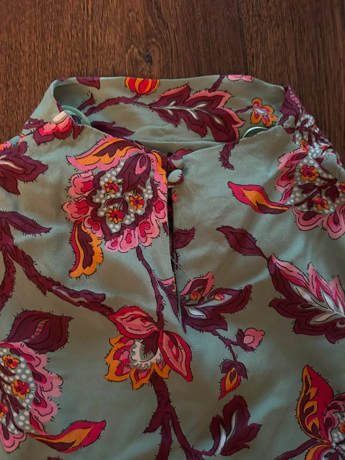 Blouse Zara drapée fleurie T. L - photo numéro 4