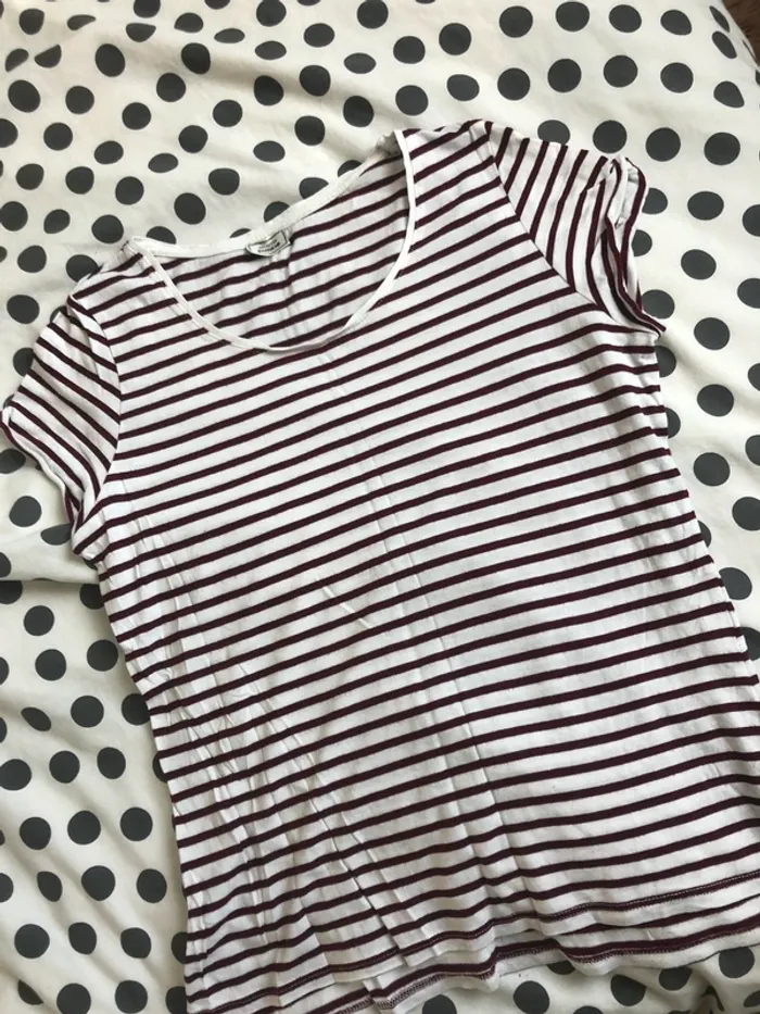T shirt à rayure rouge bordeau - photo numéro 4