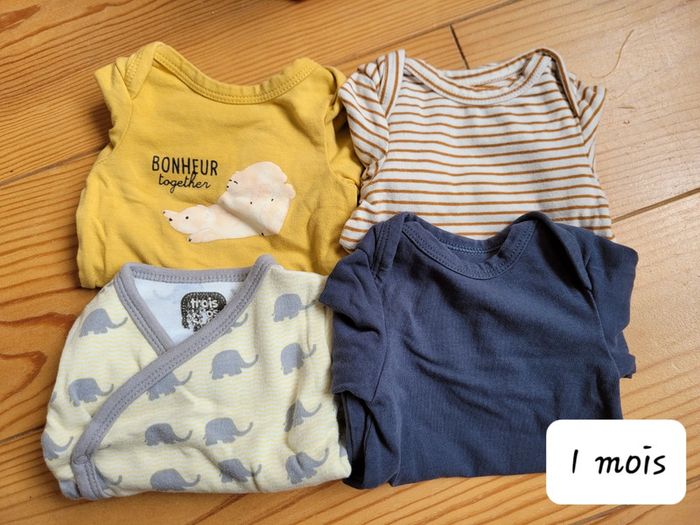 Lot de 4 bodies manches longues (1 mois)