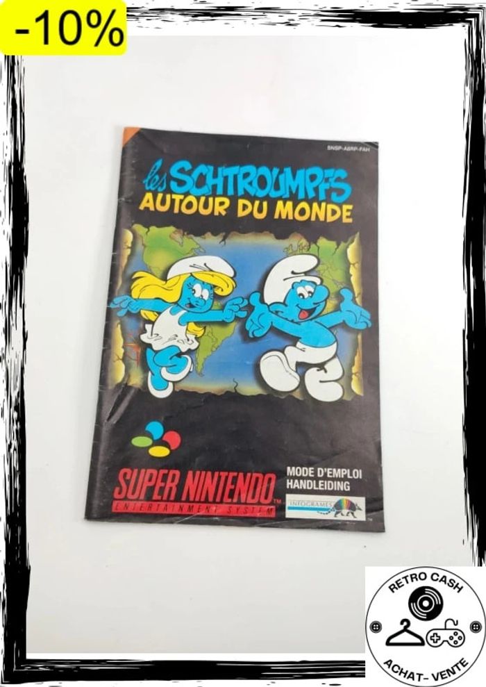 Boîte Les Schtroumpfs Autour Du Monde sur Super Nintendo fah sans jeu sans notice - photo numéro 2