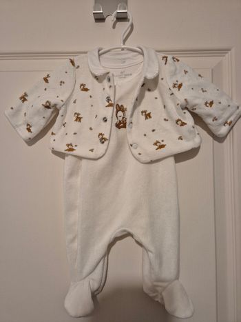 Ensemble salopette faon + gilet fille