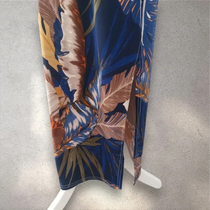 Robe longue fluide fendue et imprimée manches courtes taille unique - photo numéro 5