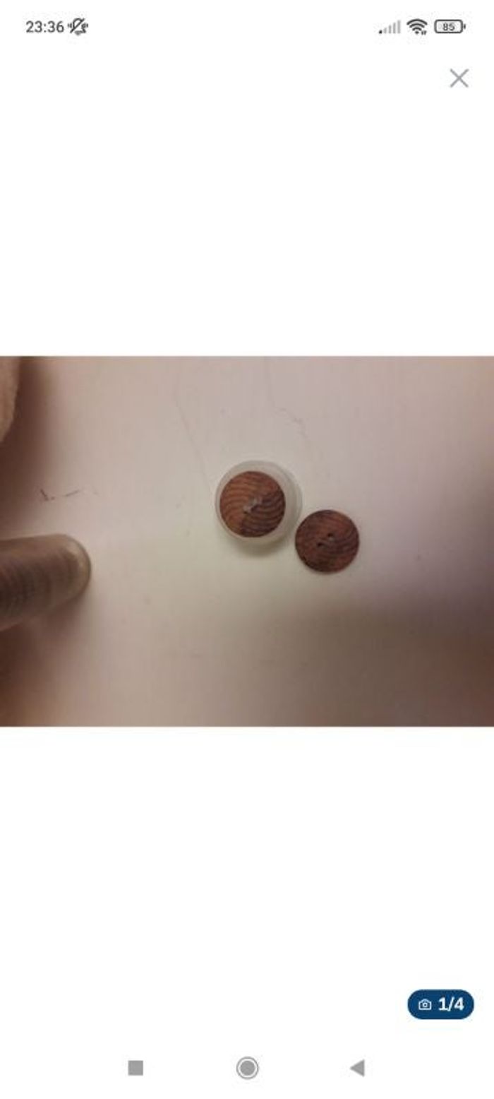 Lot de 6 Boutons bois motif spirale de 1 centimètre de large