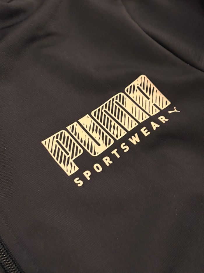 gilet zippé sans capuche puma taille 13-14 ans bleu marine et blanc avec poches - photo numéro 3