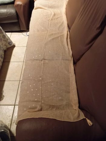 Long foulard/écharpe taille unique beige avec des brillant