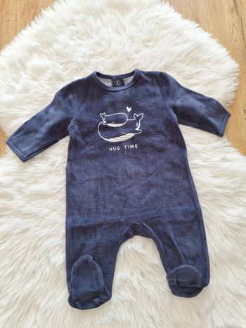 Pyjama velours 1 pièce baleine Splash Kiabi 3 mois 56-62 cm 6 kg
