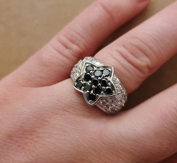 Neuve: Superbe bague neuve argent massif et oxyde de zyrconium noir et blanc t51,5