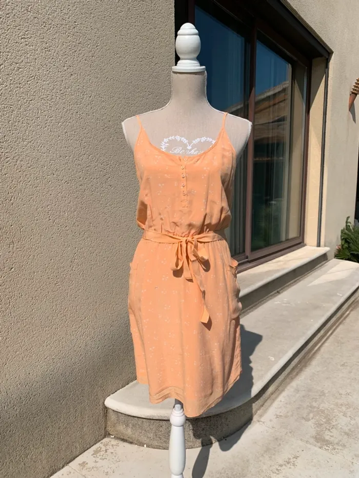 Robe à bretelle orange en soie Sud Express taille M - photo numéro 12