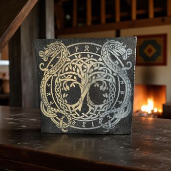 Ardoise Décorative – Drakkar Viking Peint