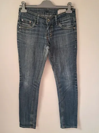 Jean skinny bleu délavé femme, coupe moderne