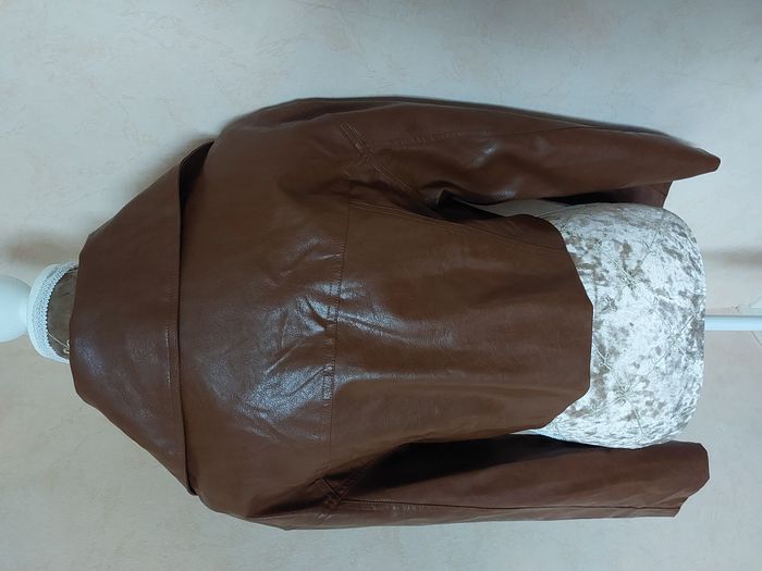 Blouson Lumina simili cuir marron court taille M - photo numéro 7