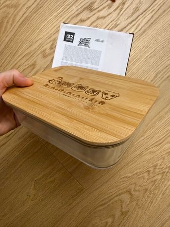Boîte à bento Animal Crossing Nintendo Officiel - récipient en verre avec couvertcle en bois hermétique