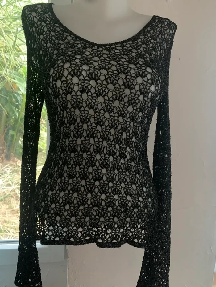 Pull vintage taille unique 36-38 manches longues brillant - photo numéro 2