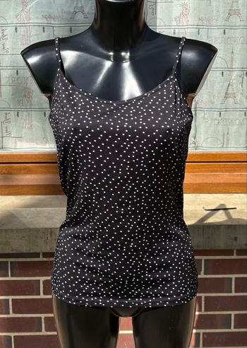⚫ Débardeur noir à petits pois blancs – Taille S (36)