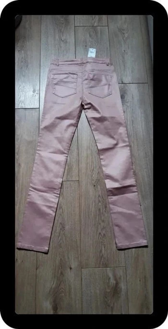 Pantalon skinny tape à l'oeil rose pailleté 14 ans neuf avec étiquette - photo numéro 3