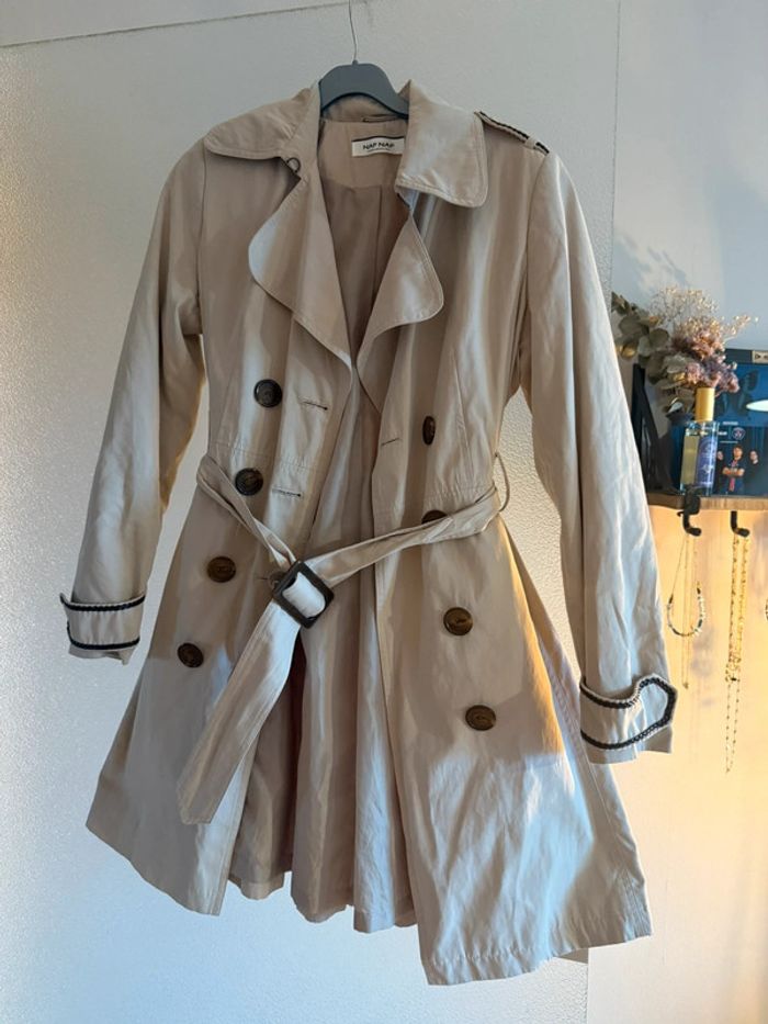 Trench long beige bouton + ceinture