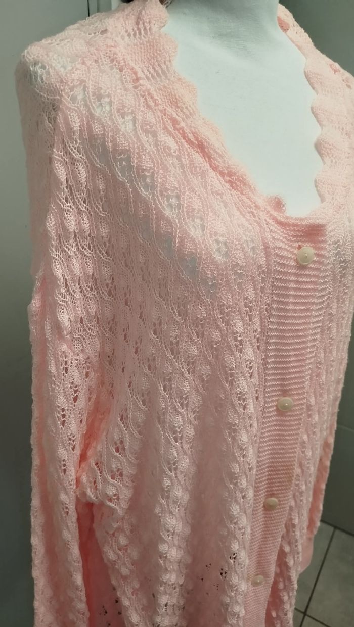 Cardigan rose pâle grande taille - photo numéro 3