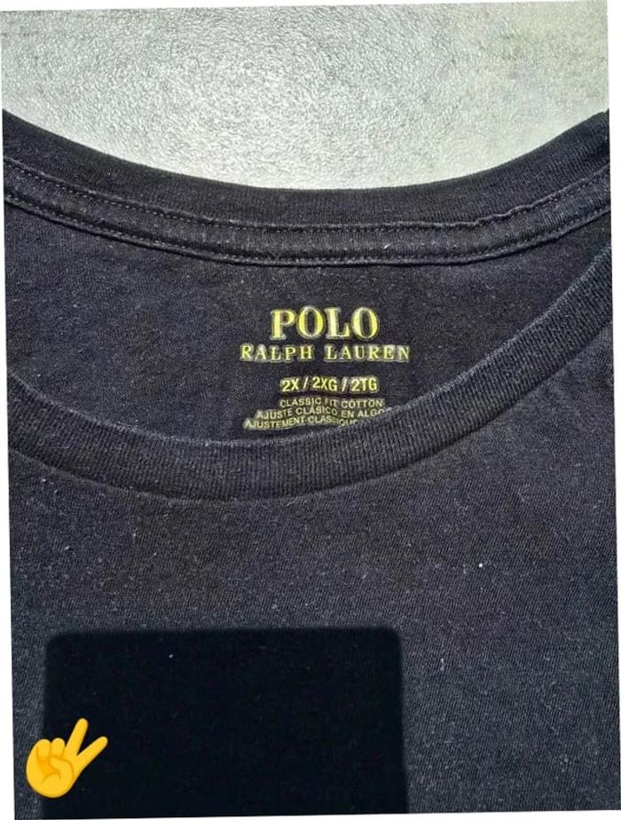 T-shirt Ralph Lauren XXL coupe col rond noir Homme Men tee66 - photo numéro 3