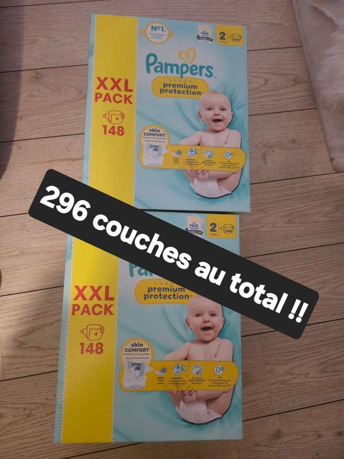 Lot de 2 packs XXL de couches pampers premium protection taille 2