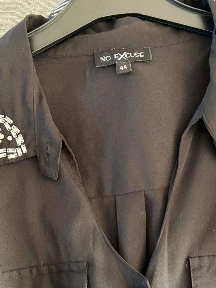 Chemise  noire col  et poigné diamant T 44 - photo numéro 2