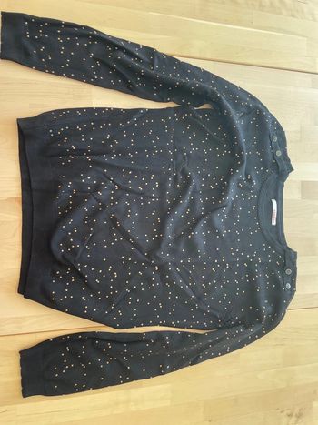 Pull fin camaïeu taille L noir avec pois doré