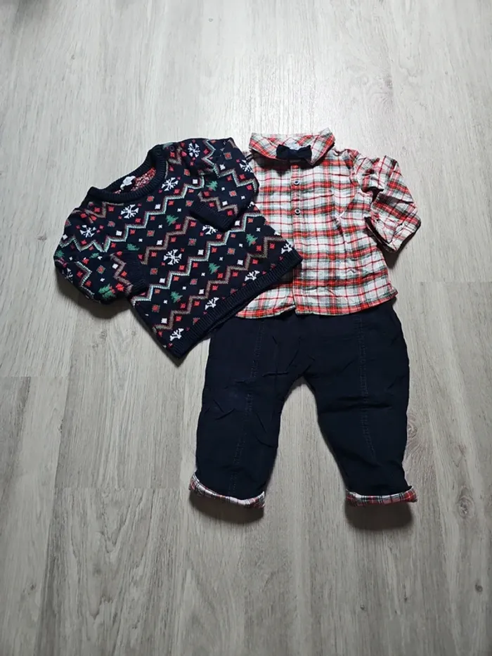 Ensemble pull/chemise/pantalon Noël - Sergent major - 24 mois/86 cm