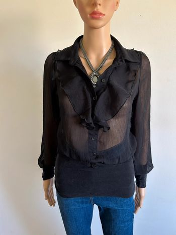 Chemisier noir transparent à manches longues Morgan taille 36 bon état