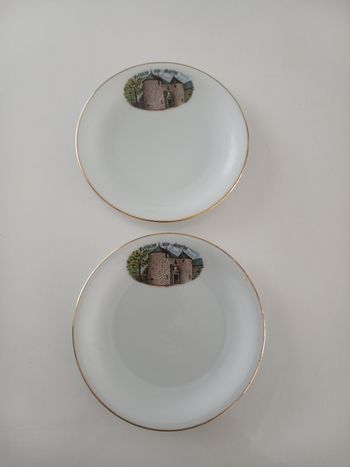 Paire d'assiettes de collection Porcelaine de Limoges – Fresnay-sur-Sarthe