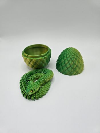 🐉Œuf style dragon en 3D  avec son serpent articulé assorti🐍.