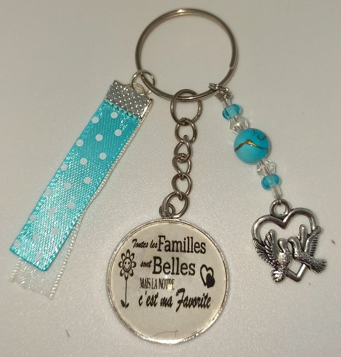 Cadeau famille ,porte clé message bijoux de sac