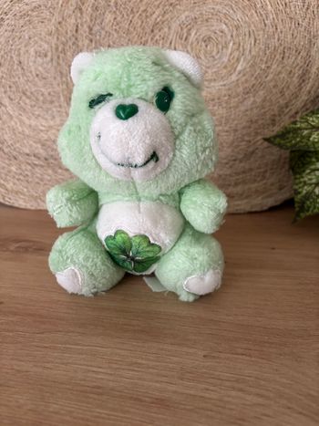 Vintage peluche bisounours vert grosveinard trèfle care bears