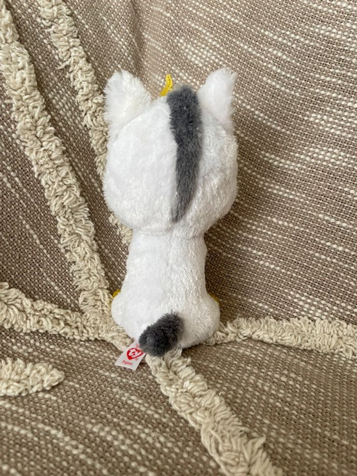Peluche doudou 18cm TY licorne blanc gris et jaune très bon état - photo numéro 3