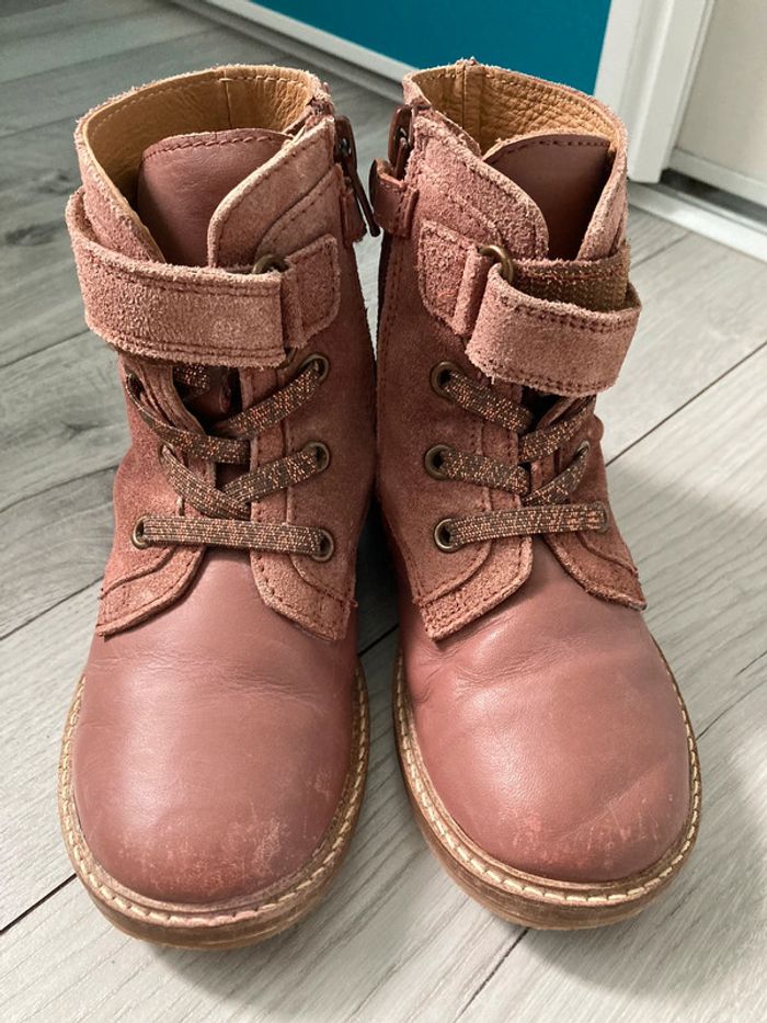 Bottines en cuir vieux rose - photo numéro 5
