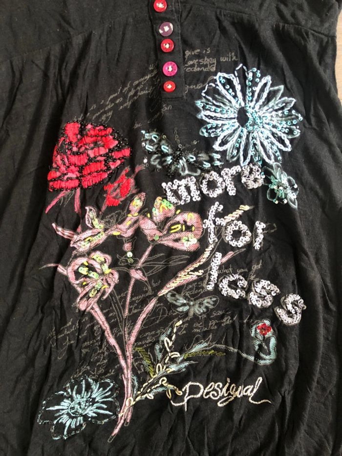 Mini robe Desigual taille S noire avec sequins - photo numéro 2