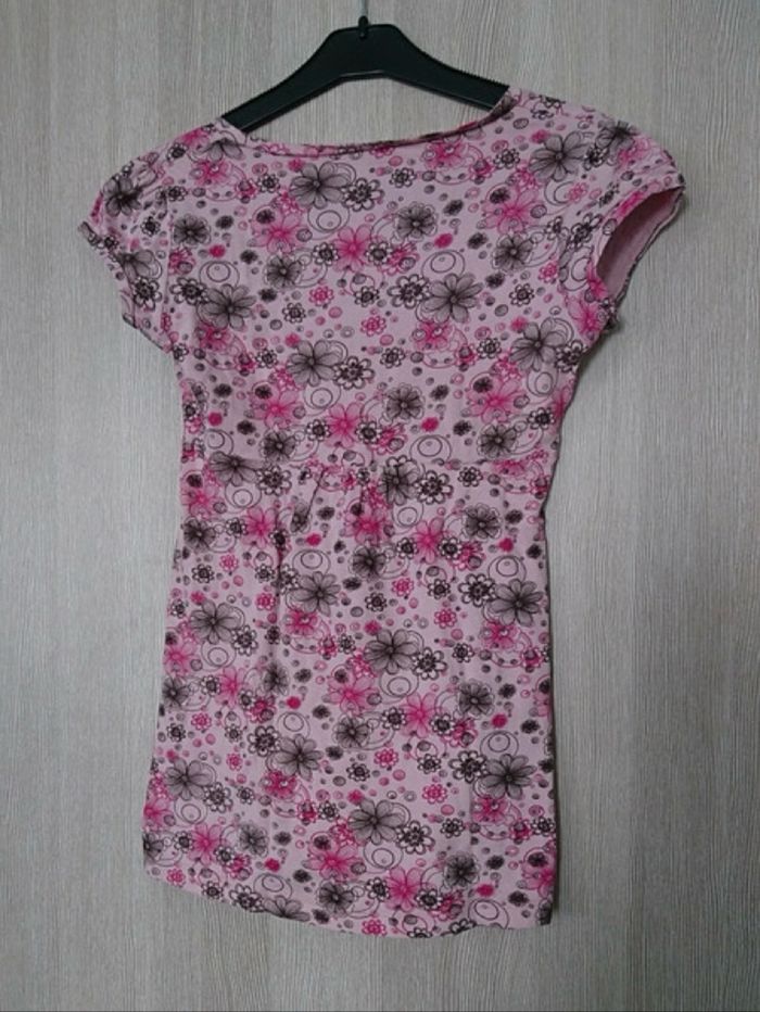 Blouse fleurie rose noir - photo numéro 2
