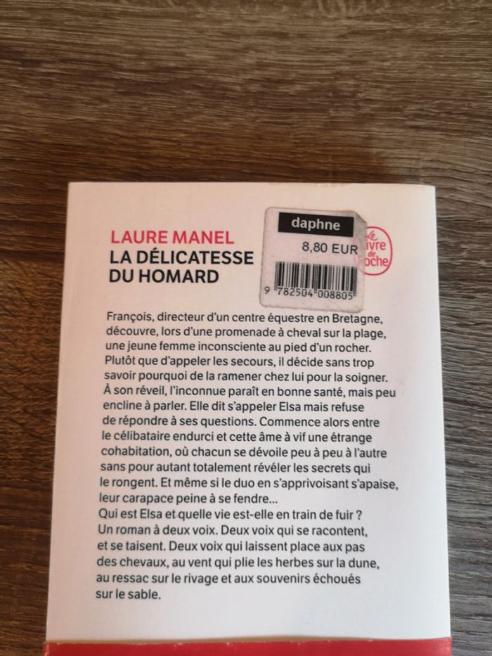 Livre romance sentimentale La délicatesse du homard de Laure Manel - photo numéro 2