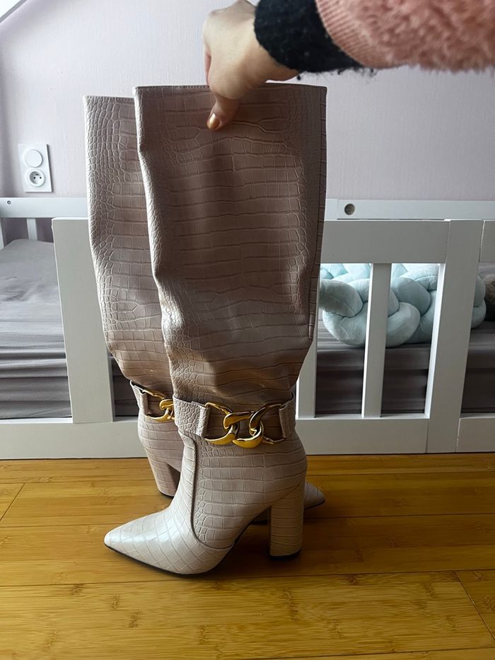 Bottes hautes Sergio Todzi – effet croco – rose poudré – NEUVES - photo numéro 4
