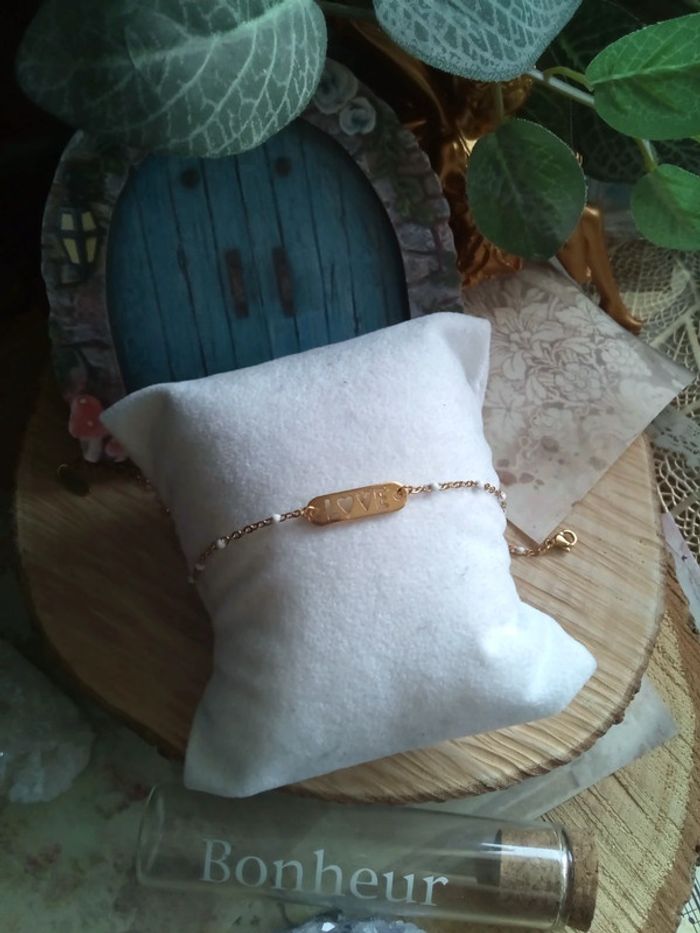 Bracelet love blanc et or - photo numéro 2