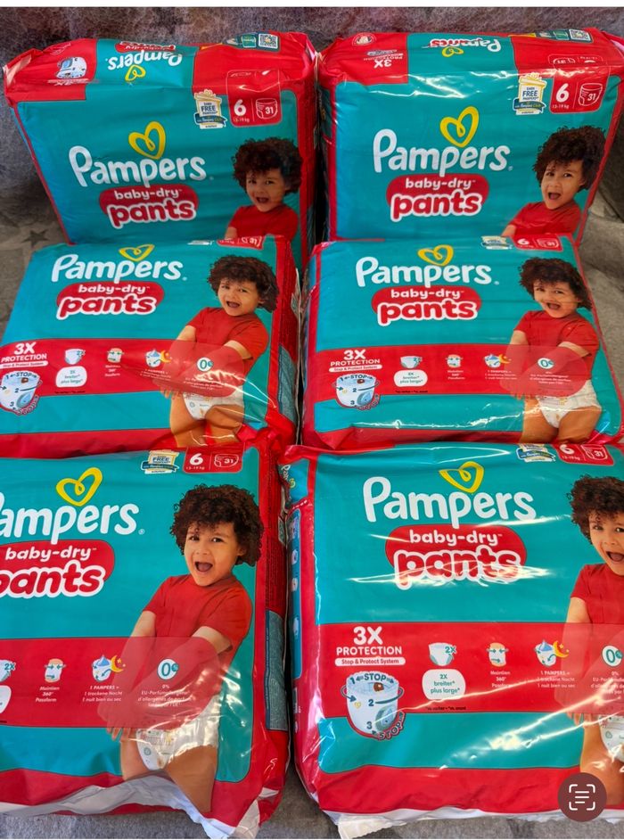 Six pack de couches Pampers taille 6 culotte