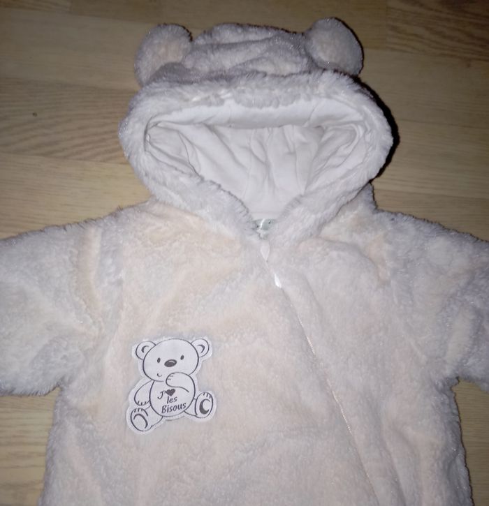 Combinaison chaude en polaire pilou pilou blanche Mes Petits Cailloux 
T. 12 mois (74 cm) - photo numéro 2