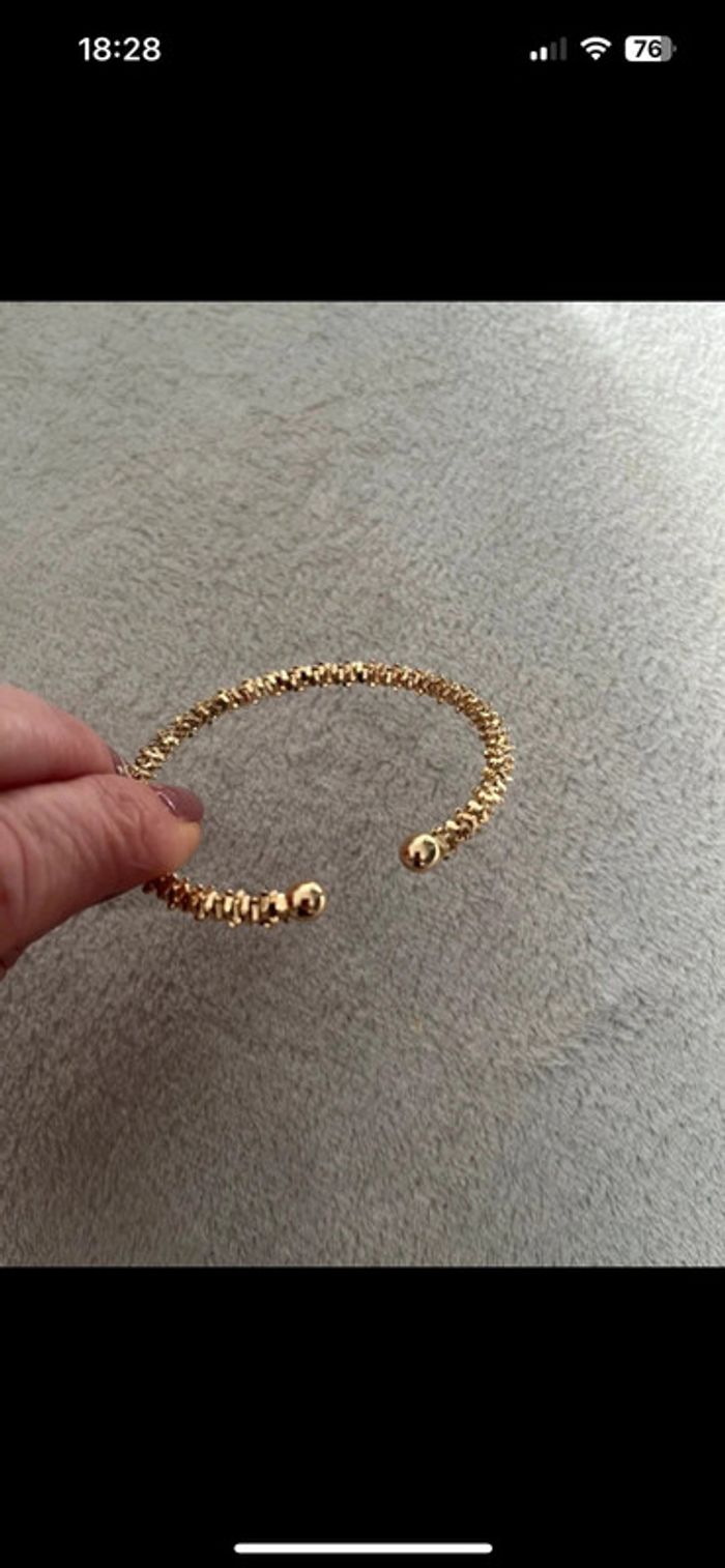 Lot 2 bracelets dorés – manchette + jonc chic & tendance - photo numéro 5