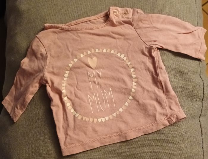 Tee-shirt manche longue rose My Mum 1 mois neuf