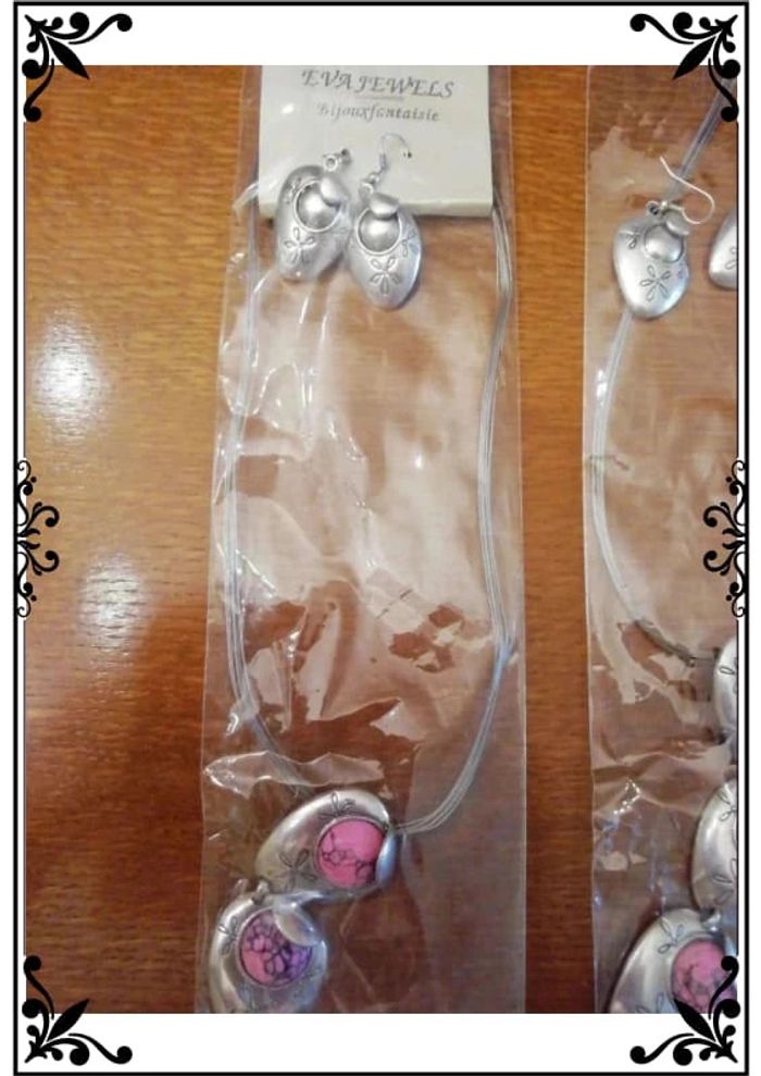 Lot 2 parures bijoux rose vintage - photo numéro 8