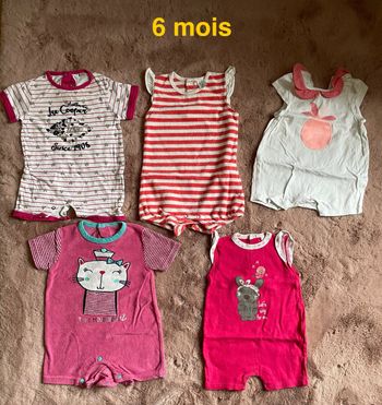 Lot grenouillères fille 6 mois