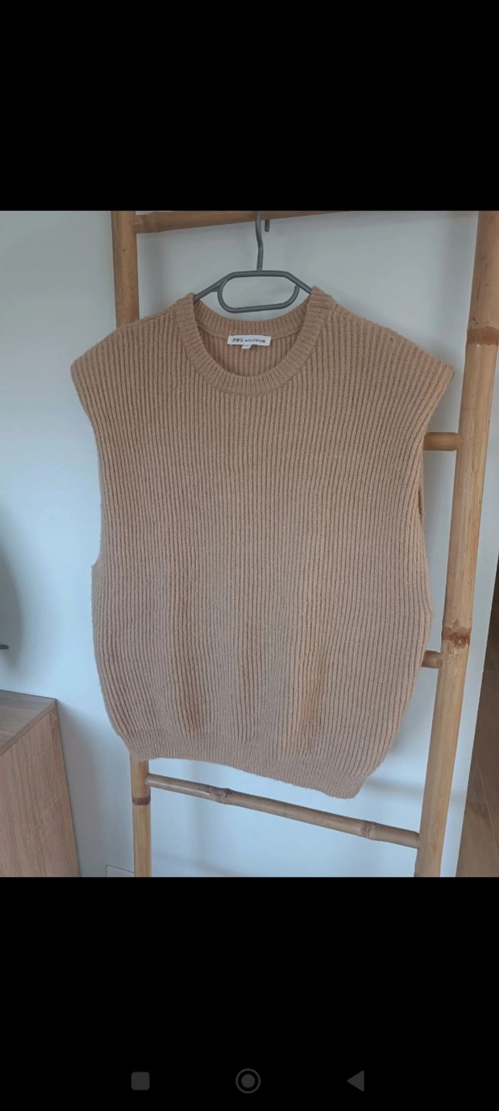 Pull sans manches beige