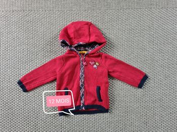 Gilet à capuche rouge garçon - 12 mois