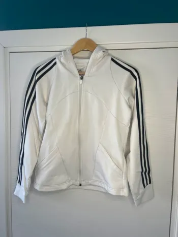 🔹 Gilet à Capuche Blanc – Adidas Vintage 🔹