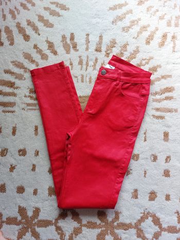 Pantalon skinny rouge enduit femme taille XS 34